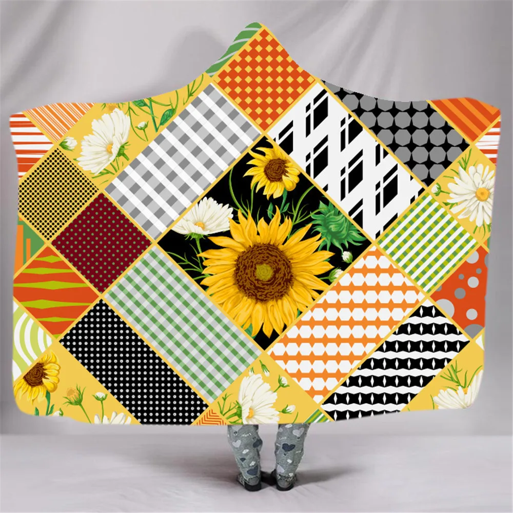 Мягкое одеяло с цветочным принтом розы теплое шерстяное бархатное капюшоном