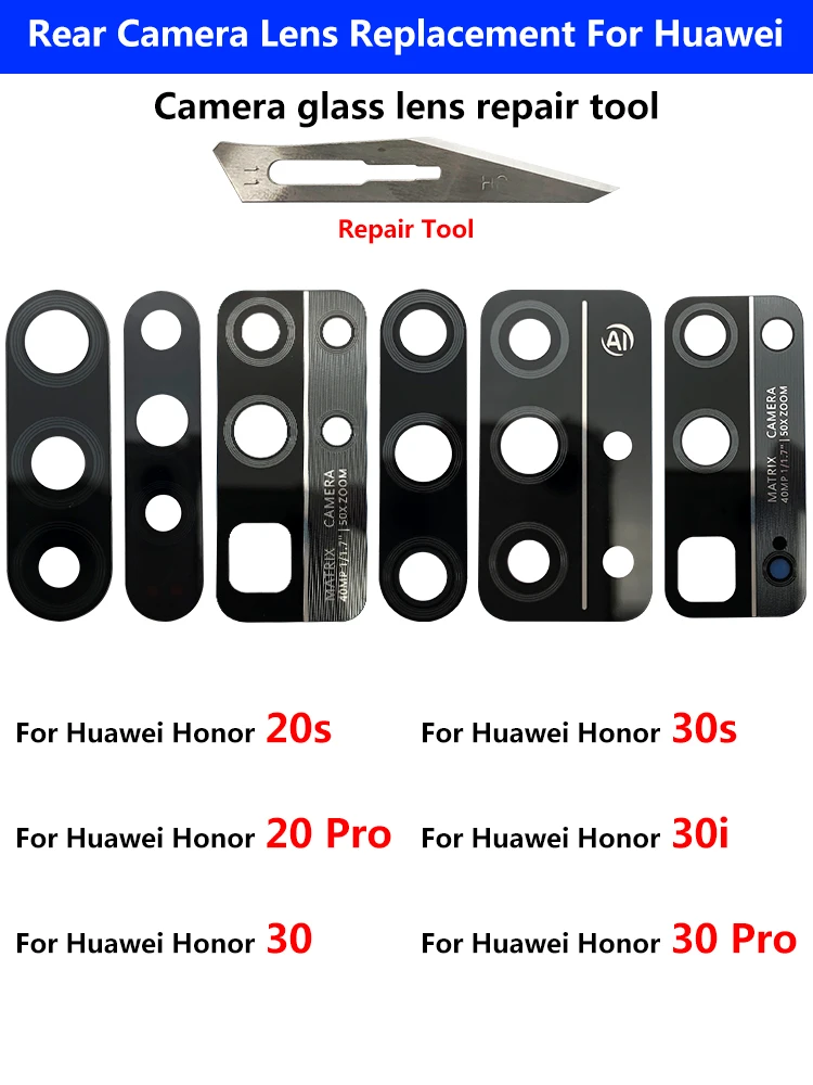 

Стеклянные линзы для задней камеры Huawei Honor X10 30S 30 Lite Y7 Pro Y6 Y9 2019 P20 P30 Lite, 2 шт., на клейкой основе, оригинал