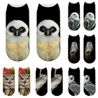 Носки женские короткие с забавными животными, Дышащие Короткие носки с 3D принтом милой совы, черные Series для девочек, подарок на лето