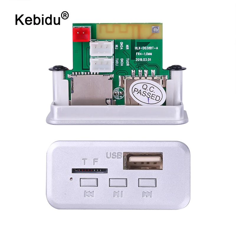 Kebidu Hands-free Bluetooth 5,0 MP3-плеер декодер плата 12 в автомобильный модуль fm-радио Поддержка FM TF USB AUX аудио беспроводной