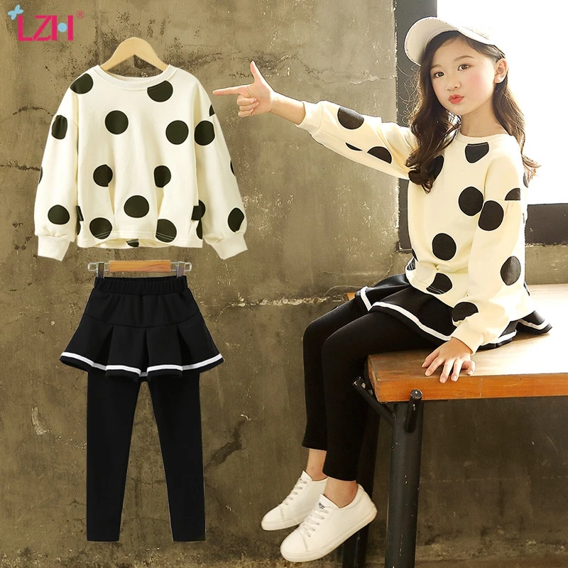 Детская одежда LZH осенне зимняя для девочек подростков свитшот + штаны комплект