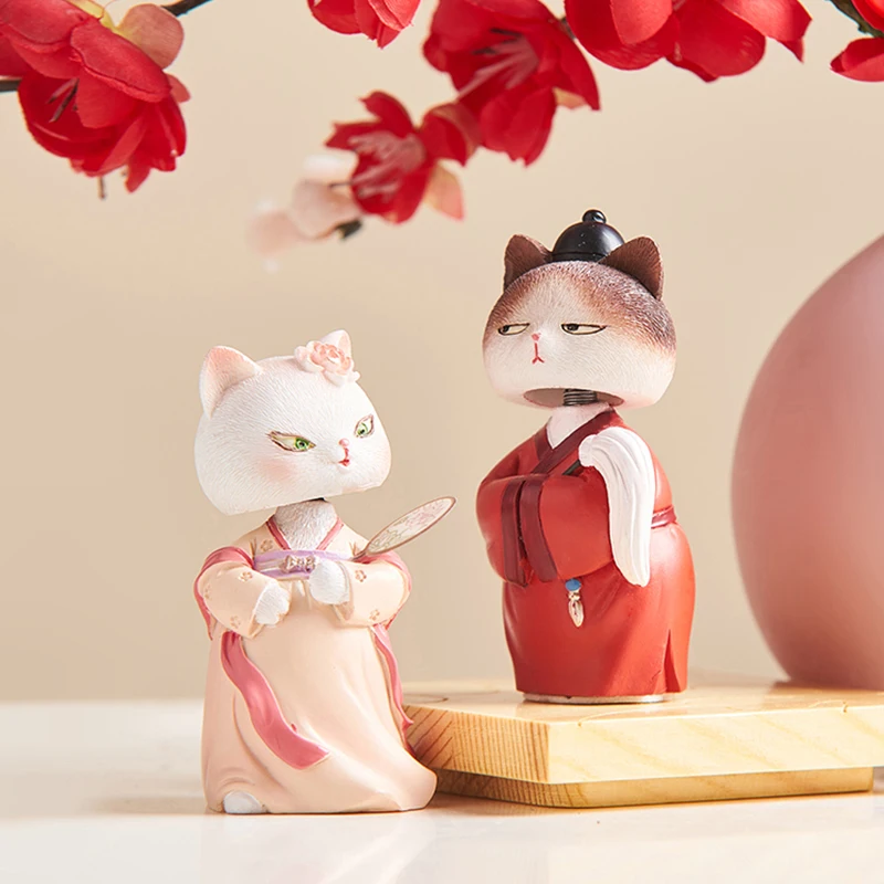Милый китайский стиль статуя котенка для девочки статуэтка животного украшения