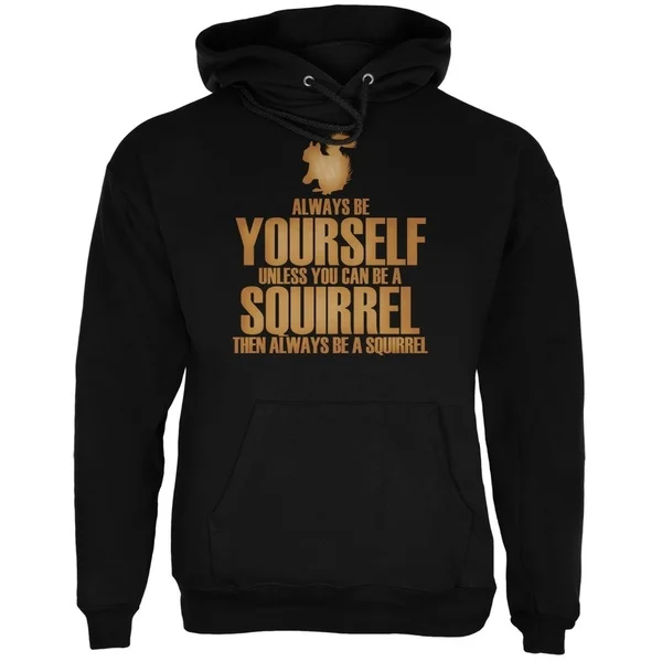 

Черная толстовка с капюшоном для взрослых с надписью «Always Be Yourself», белка, 2xlarge