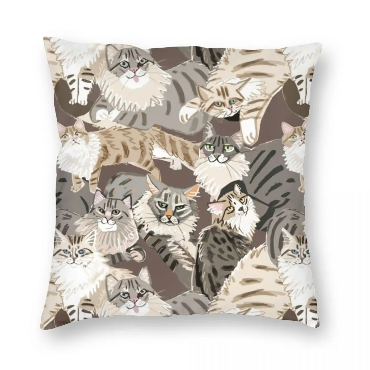 

Cats Paradise Tabby Cute Kitty Pets Pillowcase Printed Polyester Cushion Cover Decor Throw Pillow Case Cover Home 18''