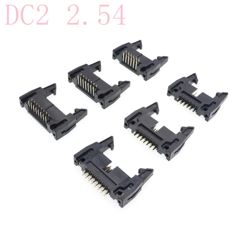 

10pcs DC2 2.54mm Pitch Straight / Right angle Hook Horn Socket Connector 10/14/16/20/26/30-64P For Flat Ribbon Cable IDC Socket