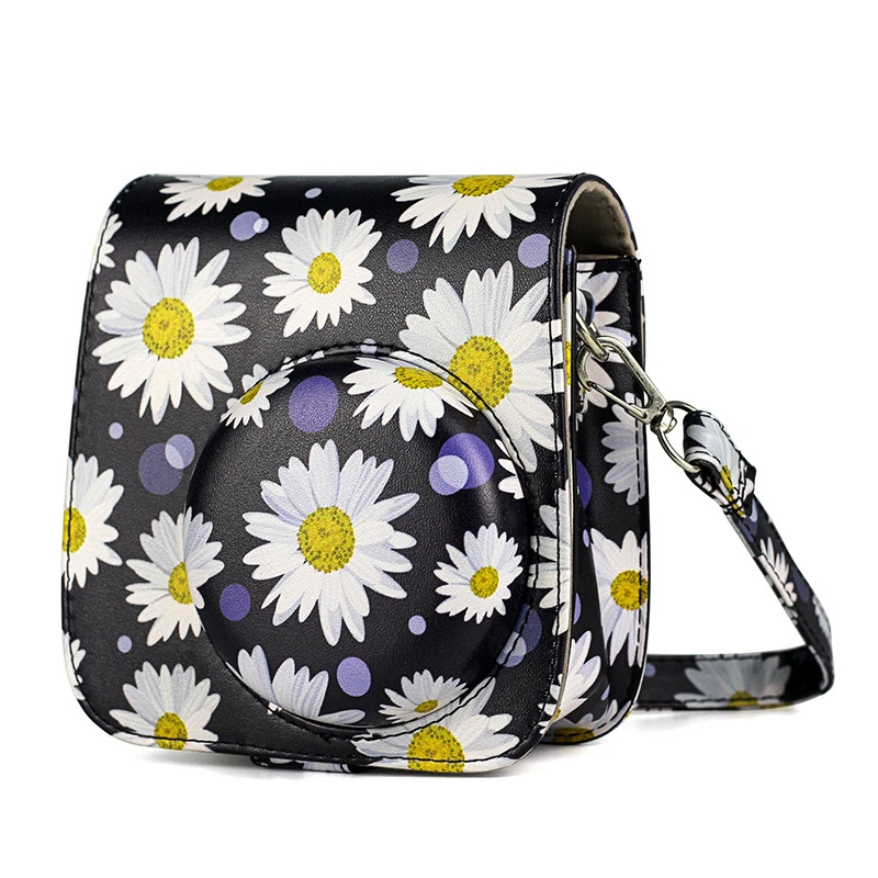 Компактный чехол из искусственной кожи с цветочным рисунком для камеры Fujifilm Instax