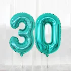 32 дюйма Тиффани синий воздушные шары из фольги в виде цифр 18 21 30 40 50 60 День рождения воздушные шары для Пижама для детей и взрослых, украшения для свадьбы и дня рождения Globos