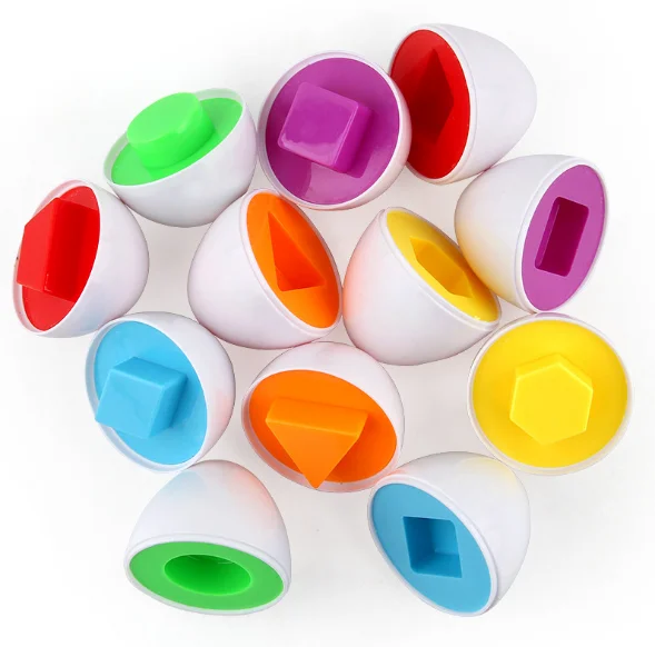 

3pcs Random Colors&Shapes Montessori Learning Math Toys Smart Eggs 3D Puzzle Game For Children Math Toys Mixed Shape Eggs