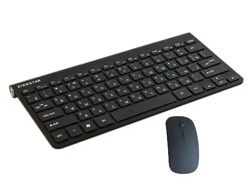 Русская буква ультра тонкая 2,4G Беспроводная клавиатура мышь для MACBOOK, ноутбука, tv BOX компьютера ПК, Smart tv с USB донглом - Цвет: Black Keyboard Mouse