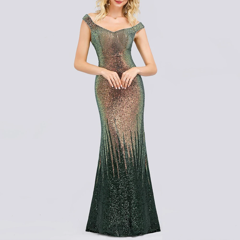 Вечернее платье длинное блестящее новинка v образный вырез женское элегантное с