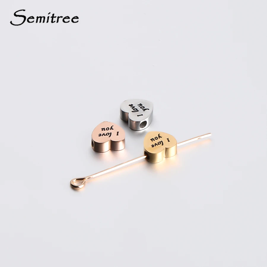 Бусины Semitree из нержавеющей стали с сердцем Я тебя люблю 5 шт.|Бусины| |