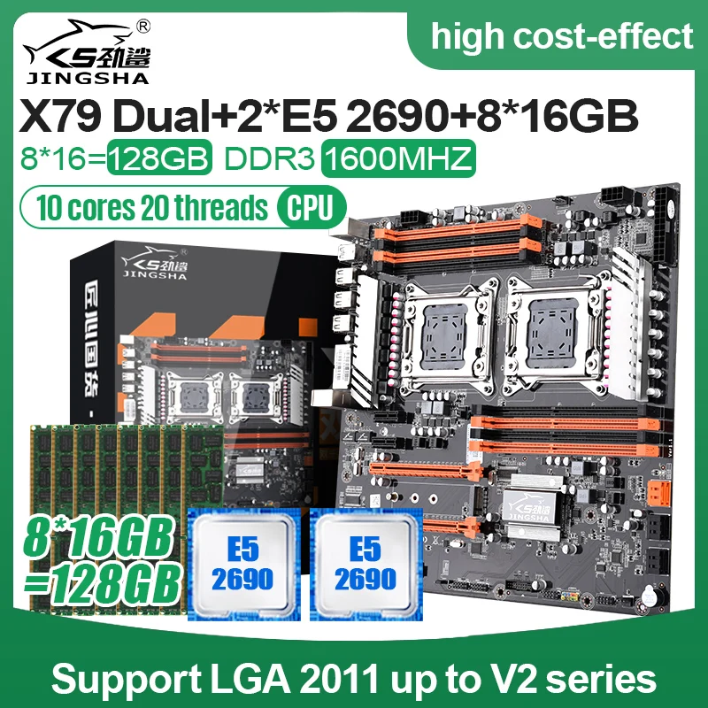 

LGA2011 X79 Dual CPU motherboard set with 2 x Xeon E5 2690 and 8 x 16GB =128GB 1600MHz DDR3 ECC REG memory and 128G M.2 SSD