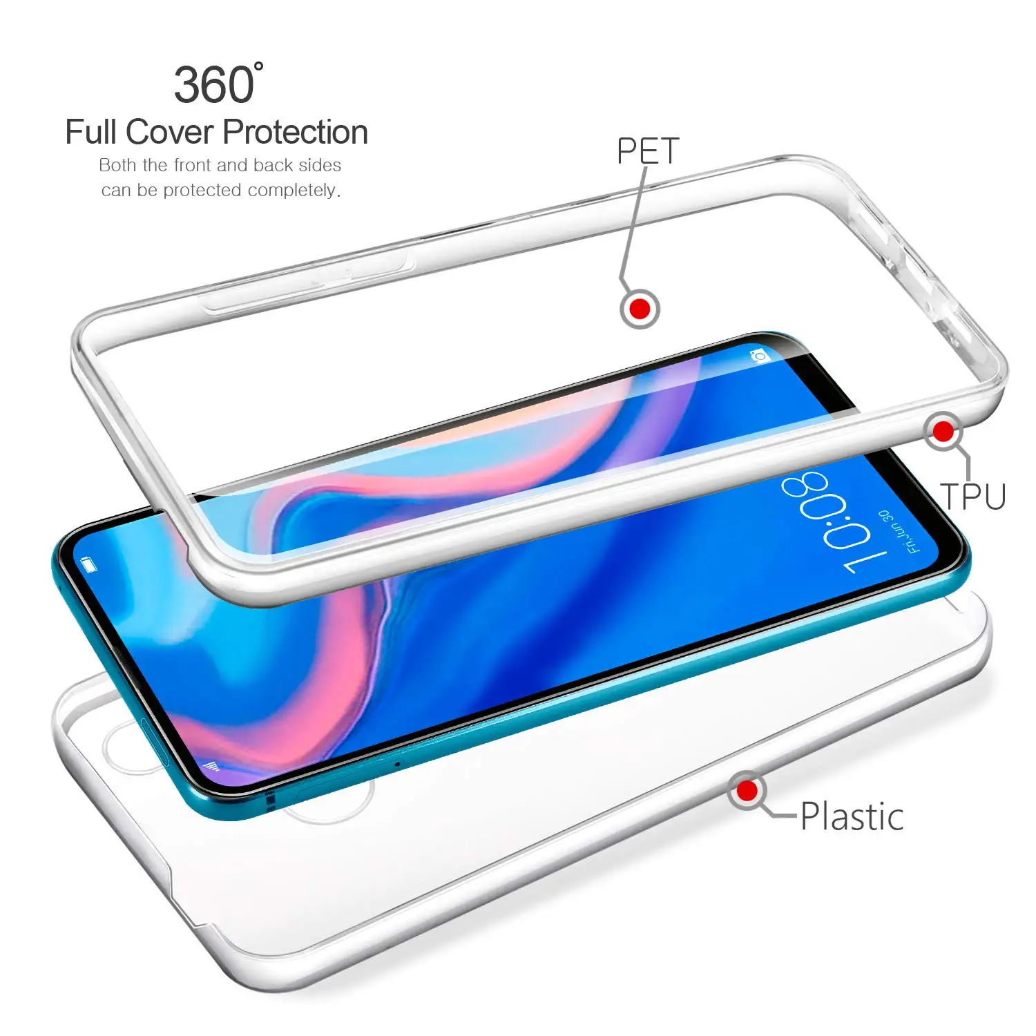 Для Huawei P Smart Z PSmart чехол 360 градусов силиконовый 2 в 1 Жесткий ПК задняя часть +