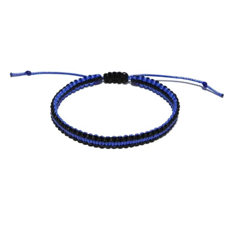Thin Blue Line Policeman Husband Boyfriend Mens Jewelry Rope Macrame Bracelet Police Officer Fathers Day Gift | Украшения и