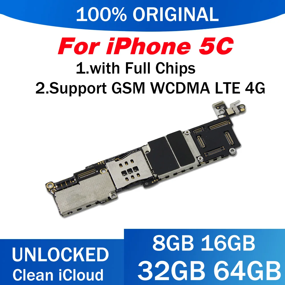 100% полностью разблокированная материнская плата для iphone 5C с чипами 8 ГБ 16 32