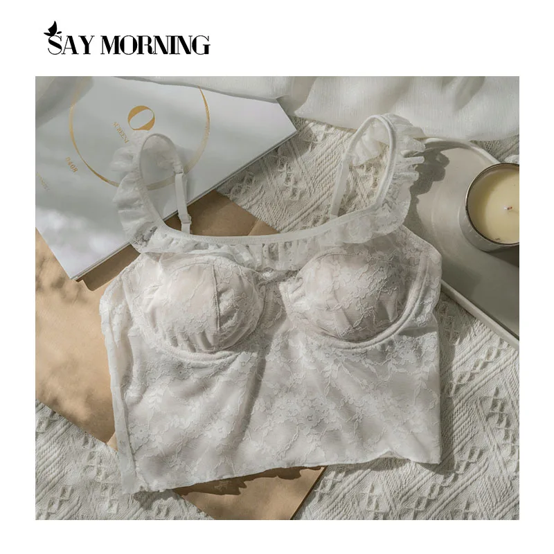 Женский кружевной бюстгальтер с оборками SAY MORNING тонкий Бралетт из мягкой стали