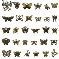 julie wang 10pcs small butterfly charms randomly mix alloy insect antique bronze necklace bracelet jewelry making accessory