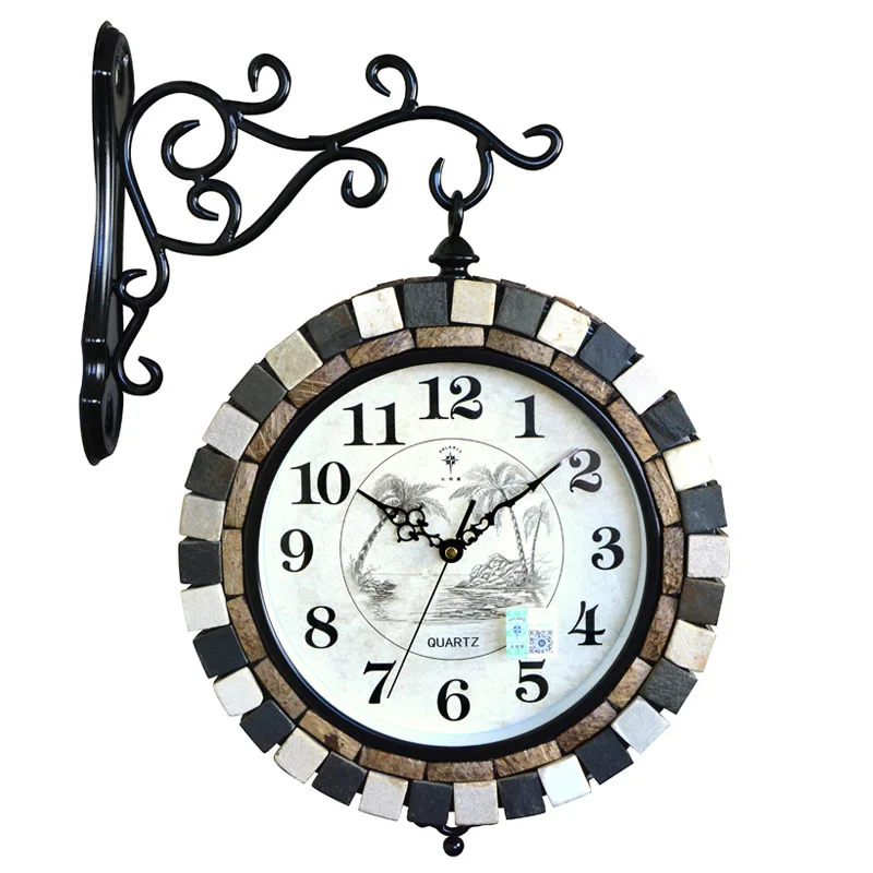 

Large Vintage Wall Watch Creative Silent Double Sided Creative Wall Watch Metal Quartz European Duvar Saati Loft Decor ZB6WC