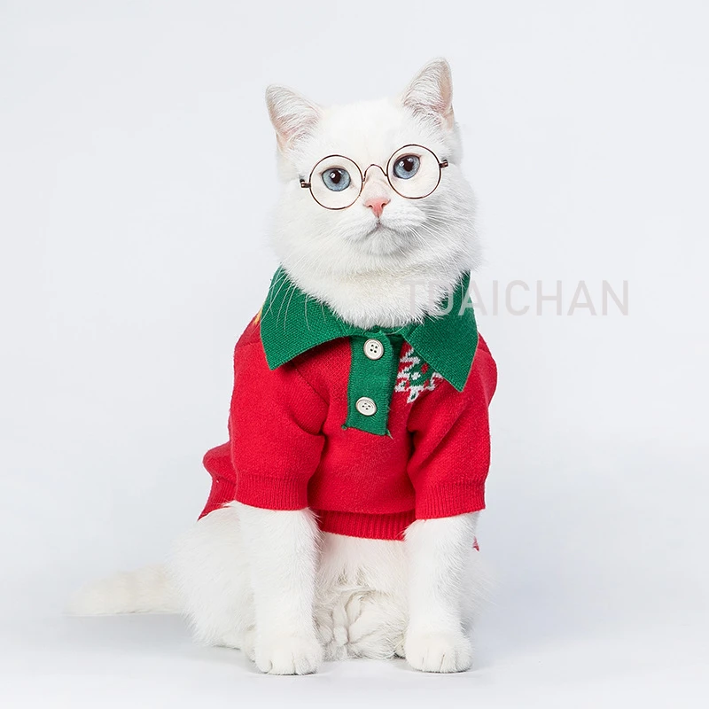 

Одежда для домашних животных, одежда для собаки, свитер, костюм для кошки, новогодний красный свитер, Рождественская Красная Зеленая поло, и...