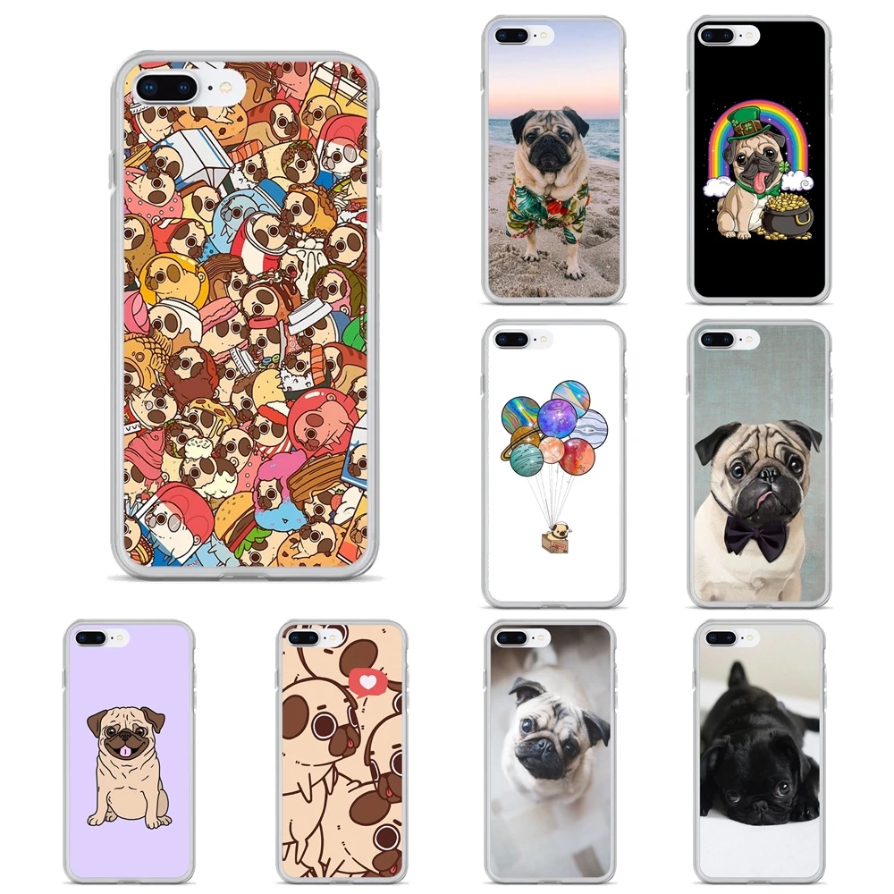 Животное симпатичного мопса или мягкие прозрачные чехлы для iPhone 7 8 SE 2020 6 Plus 5 5S 6S X