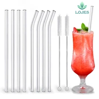 4pcs glass straws reusable drinking glass tube eco friendly with cleaning brush events party favors supplies