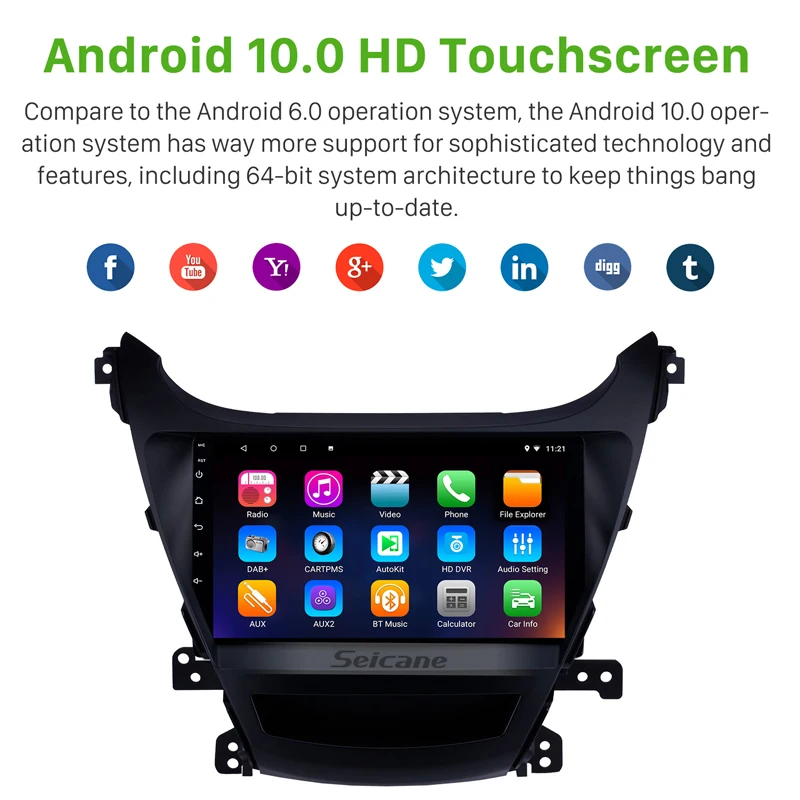 Автомагнитола Seicane 9 дюймов Android 10 0 для Hyundai Elantra GPS Navi стерео мультимедийный плеер