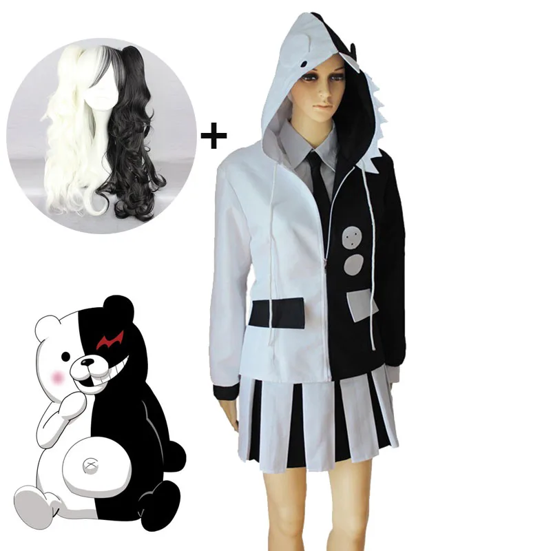 Аниме Danganronpa Monokuma Школьный костюм косплей Униформа Хэллоуин партии Косплей