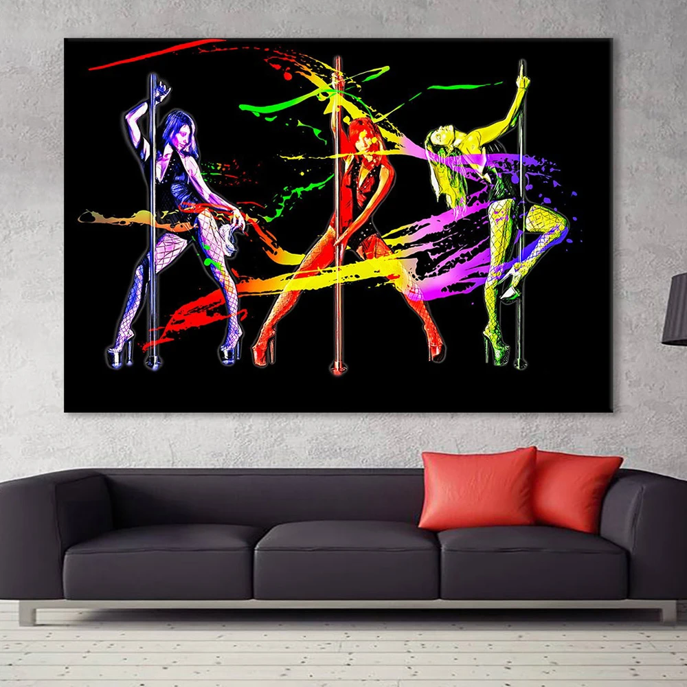 

Watercolor Abstract Sexy Girls Posters and Prints Wall Art Canvas Pole Dance Picture Exotic Dance Painting for Living Room Decor