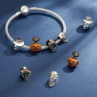 Бусины-шармы для браслета, серебристые, в виде тыквы
