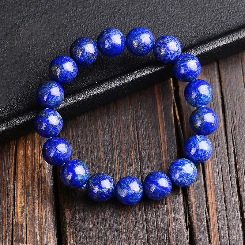 

Natural Lapis Lazuli Bracelet Healing Mood for Men and Women Crystal Round Beads Jewelry Lucky Stone Elastic Bangle Gift