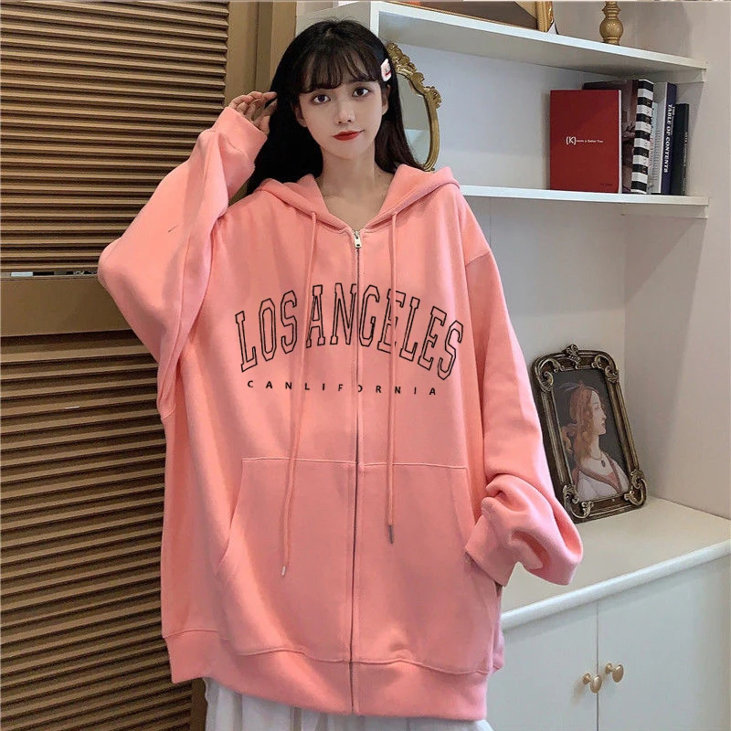 Осенняя Женская куртка на молнии в стиле Харадзюку повседневный Американский