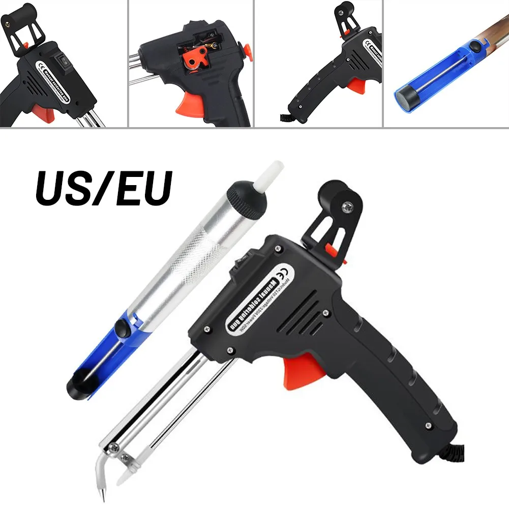 

110V 60W Desoldering Pumps Black US EU Plug Auto Welding Electric Soldering Iron Temperature Tool Kit High-quality Plastic Shell