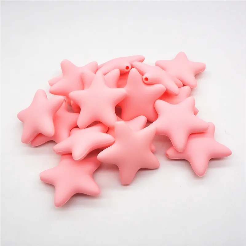 Candy Pink Ченкэй 10 шт. силиконовый Прорезыватель зубов в виде звезды для изготовления украшений своими руками, Мама Носить Baby Shower соска пустышка для кормления ювелирных изделий прорезывания зубов игрушки Микки бусины - Цвет: Candy Pink