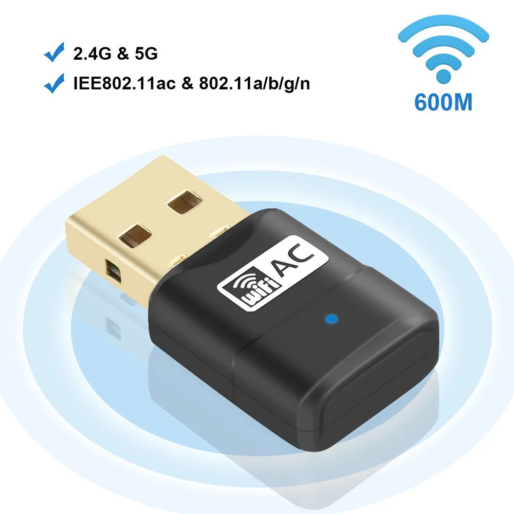 

600 Мбит/с Wi-Fi USB-адаптер 802.11ac беспроводной сетевой ключ с двухдиапазонным 2,4 ГГц (150 Мбит/с) /5 ГГц (433 Мбит/с)