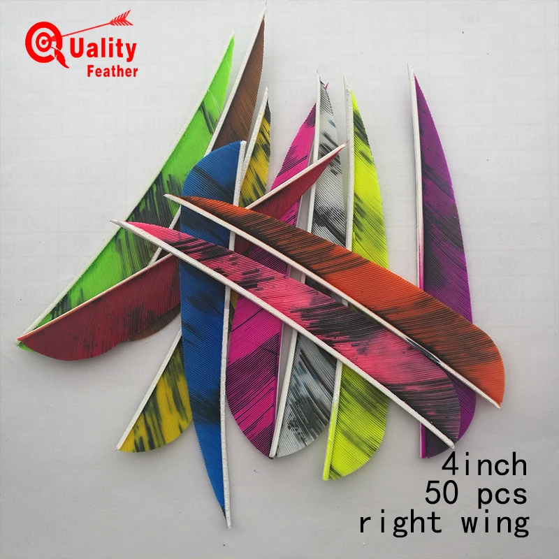 

JINYUQI 50pcs 4'' Water Drop Turkey Feather Mixed color penas flechas Archery Arrow Accessories Cut Fletching Diy