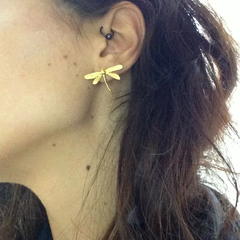 Mori Girl Retro Dragonfly Studs Earrings For Women 2021 Original Fresh Animal Alloy Charming Jewelry Boucles d’oreilles - купить по