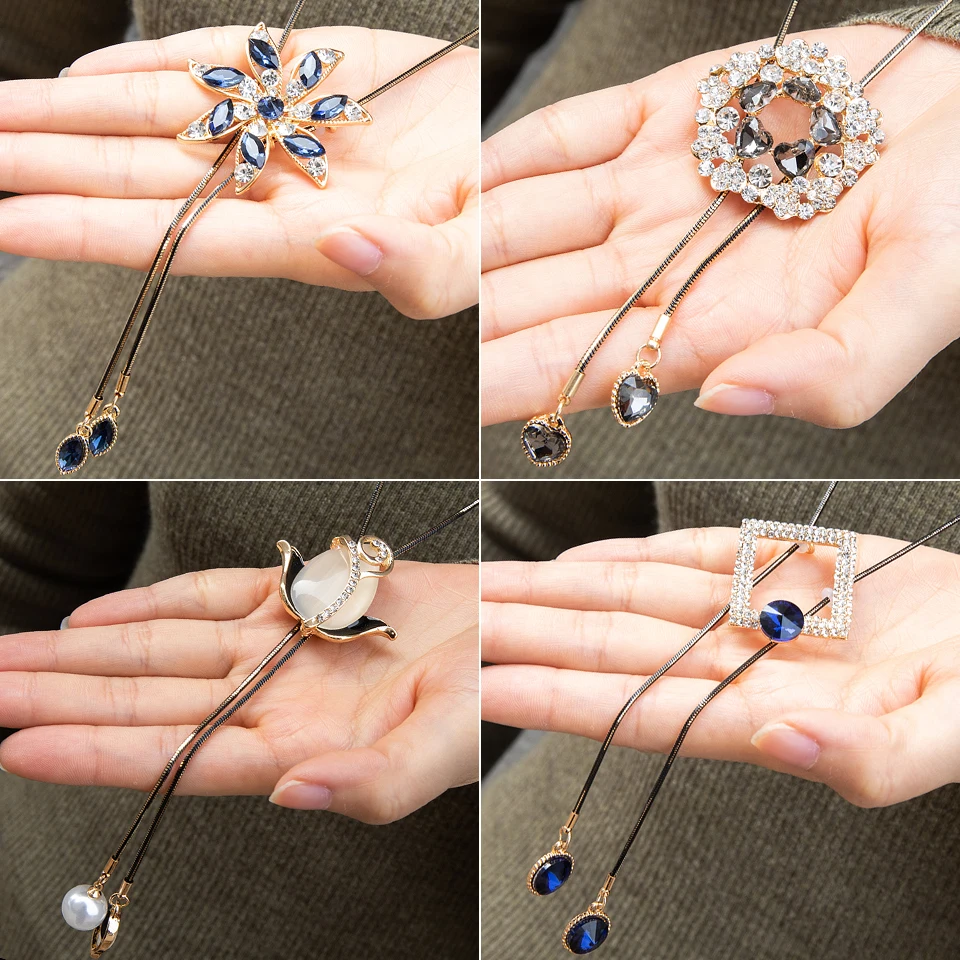 Длинный Свитер Ожерелья для Женщин Мода Розы Тюльпан Круг Круглый