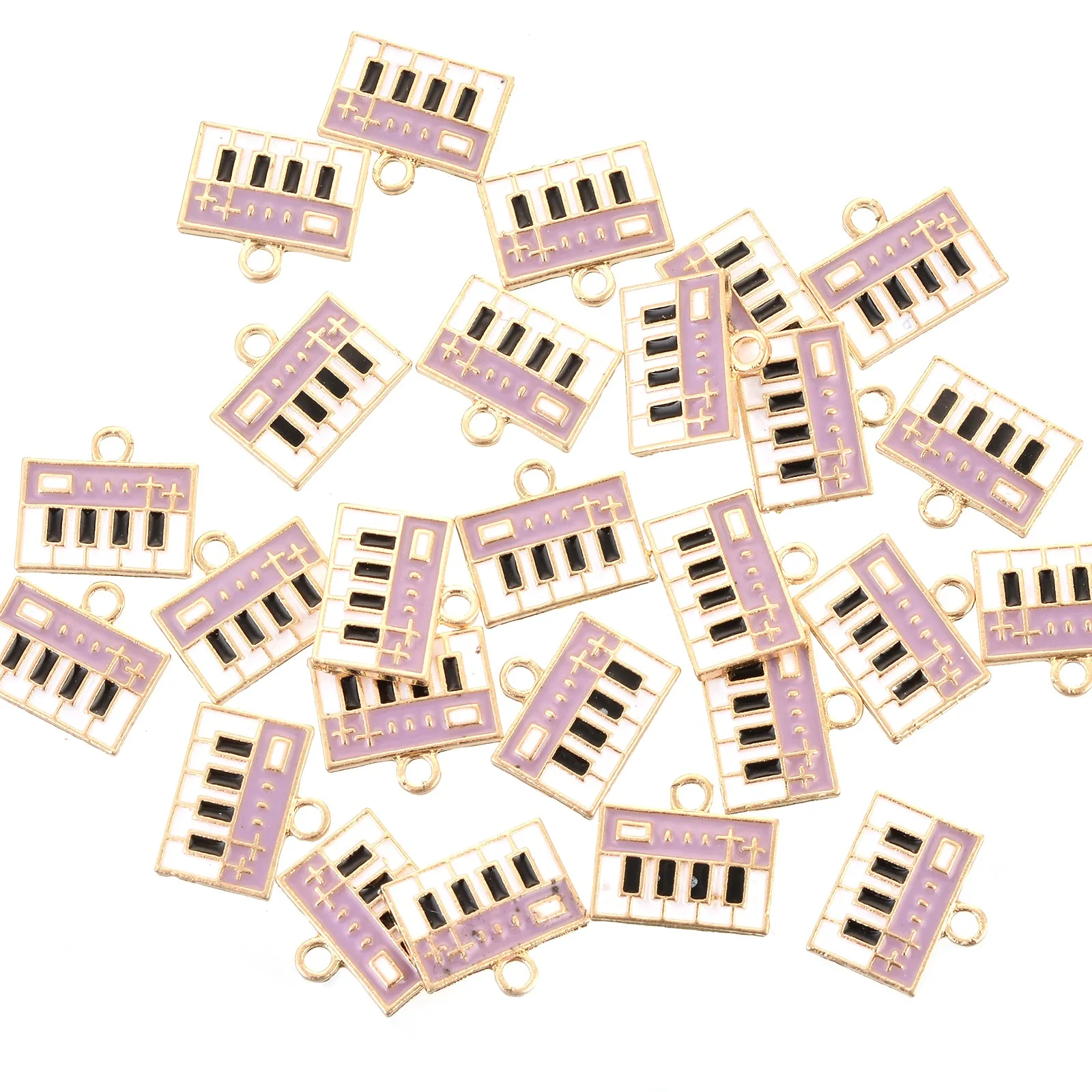 

10 шт. креативные эмалевые подвески в форме пианино, мультяшный музыкальный инструмент, Женское Ожерелье для изготовления сережек «сделай с...