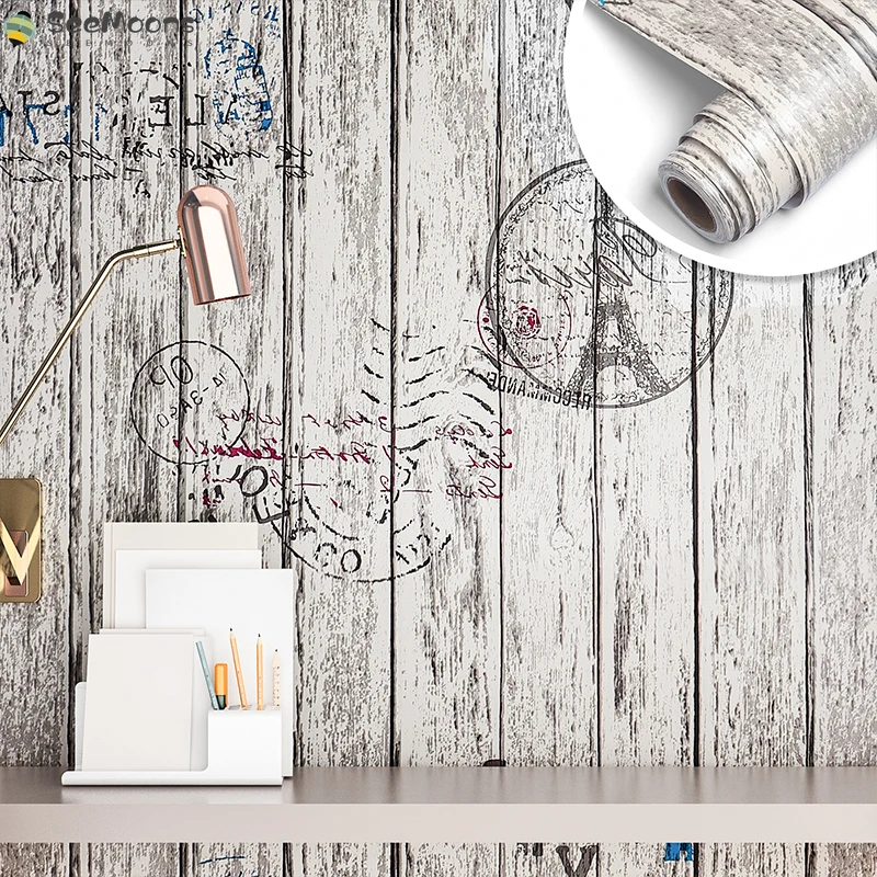 

Waterproof Self Adhesive Wallpaper Vinyl Contact Paper Wood Wallpaper For Bedroom Wardrobe Sticker Furniture Home Improvement