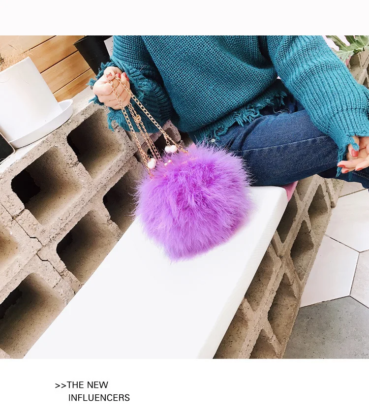 Luxury Designer Fur Purse Women Ostrich Feathers Evening Party Bag Famous Brand Handbag Fall Winter Party Day Cluthes Drop Ship