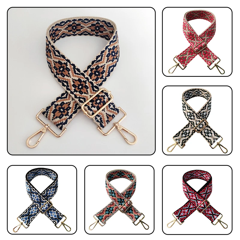 

Новый цветной жаккардовый широкий плечевой ремень в этническом стиле Регулируемая сумка аксессуары утолщенный плечевой ремень