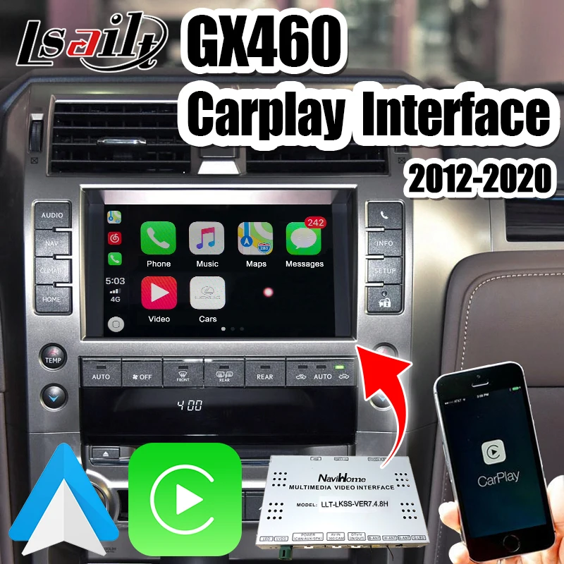 

Lsailt Wireless Apple CarPlay&Android auto video Interface for GX460 2013-2020 support YouTube, play USB resources , 360 cameras