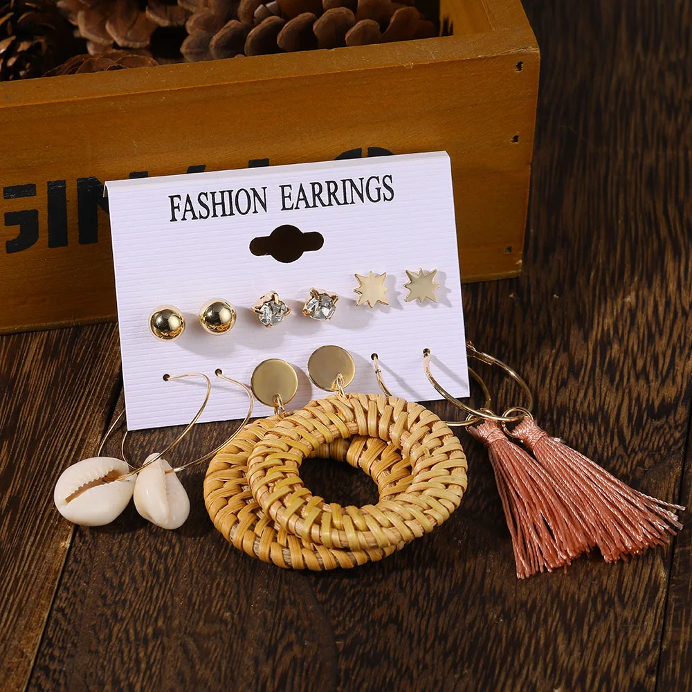 Модные геометрические жемчужные цветочные серьги из сплава набор для женщин