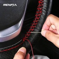 car steering wheel braid cover needles and thread artificial leather car covers suite 5 color diy texture soft auto accessories