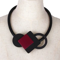 ydydbz red metal square pendant necklaces for ladies punk style foam rubber rope choker chain gothic clothes costume jewelry