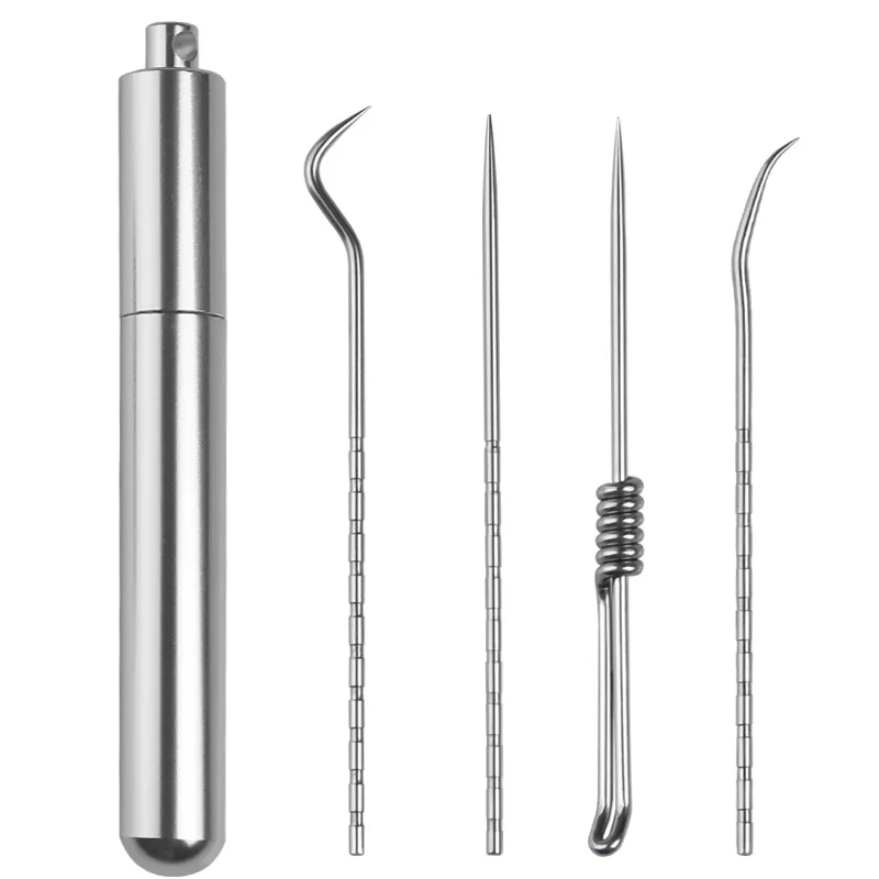

Stainless Steel Toothpick Set With Portable Toothpick Holder Outdoor Household Travel Seal Storage Container Box Case