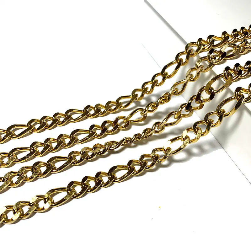 

Оптом, покрытые золотом Фигаро из нержавеющей стали для украшений ручной работы для изготовления ювелирных изделий Diy ожерелье браслет руч...