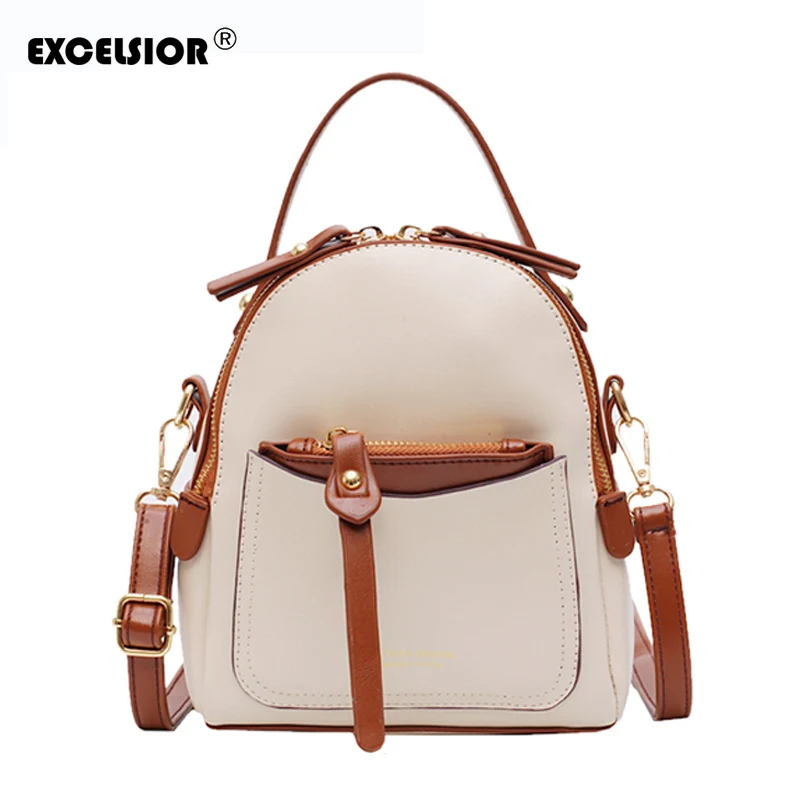 EXCELSIOR Новые ПУ женские рюкзаки мини школьные для девочек 2020 однотонный рюкзак на