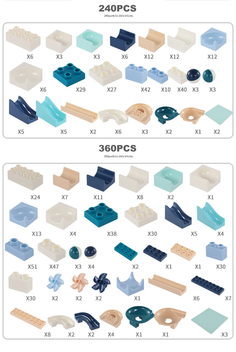 80-360 шт мраморный гоночный лабиринт, шарики, строительные блоки, воронка, слайды, колесо, большое здание, кирпич, игрушка, совместимая с Duploed