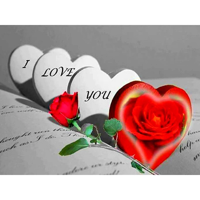 5D алмазная живопись полная круглая картина любовь роза вышивка стразы цветок